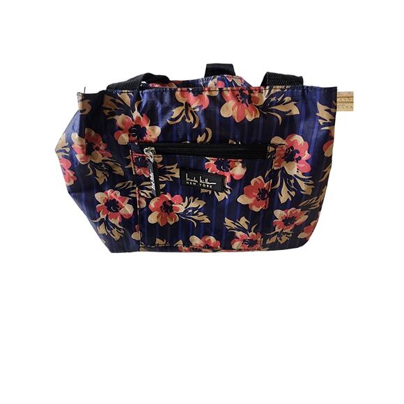 NICOLE MILLER Blue Red Floral Insulated Lung Bag Tote for Work School Picnic - Picture 1 of 9